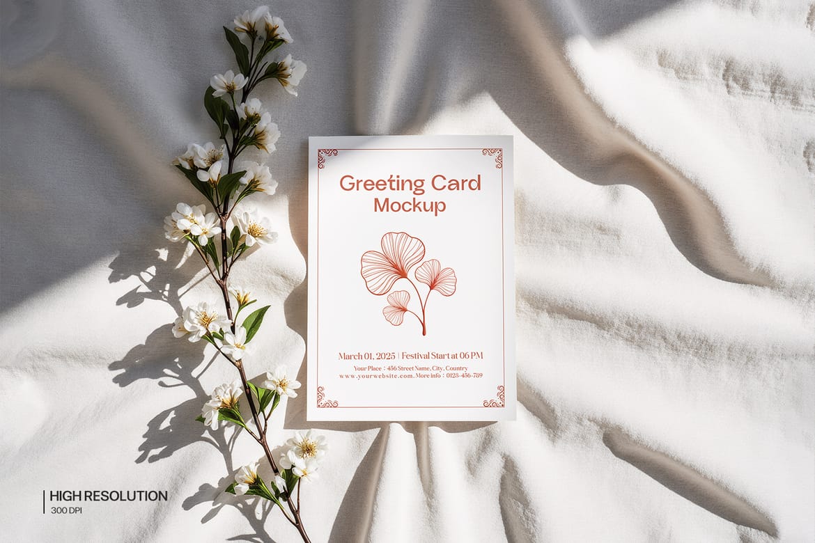 Greeting Card Mockup Scene