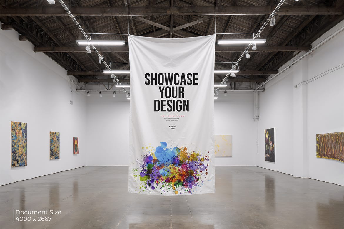 Indoor Hanging Banner Mockup