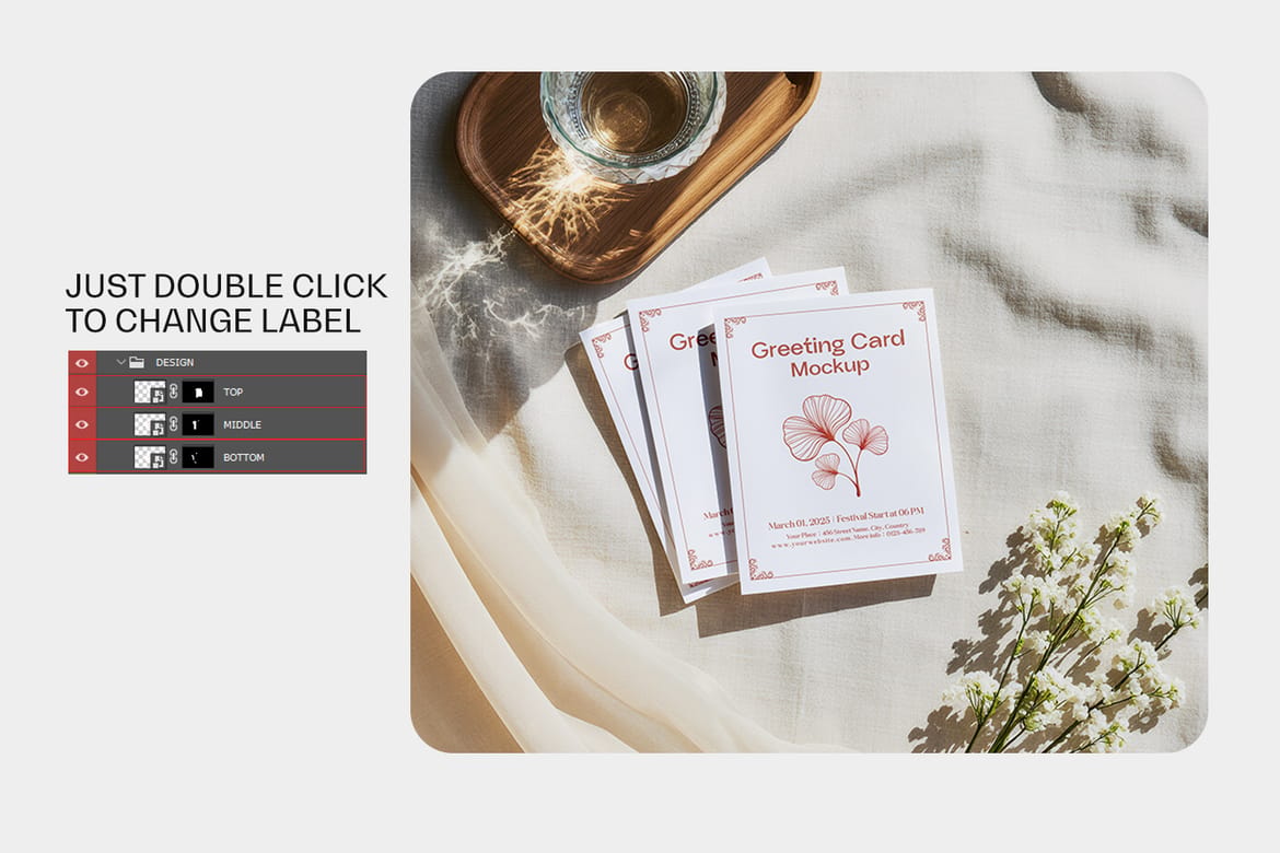 Greeting Card Mockup Scene