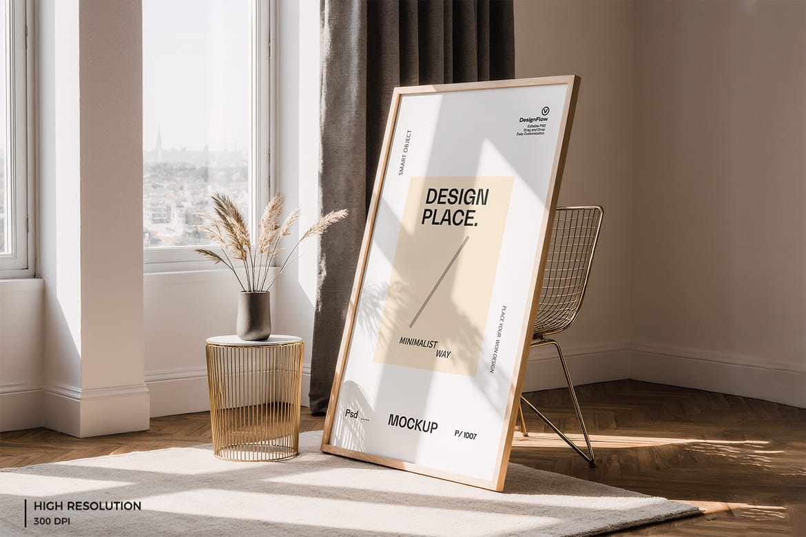 Wooden Poster Frame Mockup
