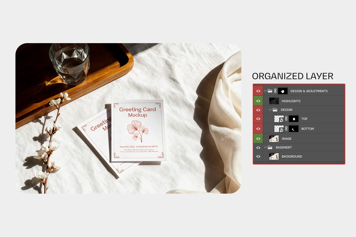 Greeting Card Mockup Scene