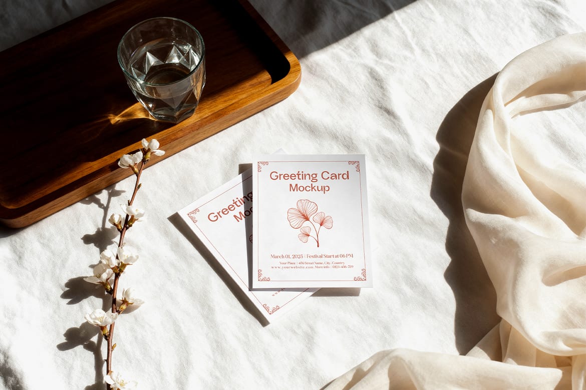 Greeting Card Mockup Scene