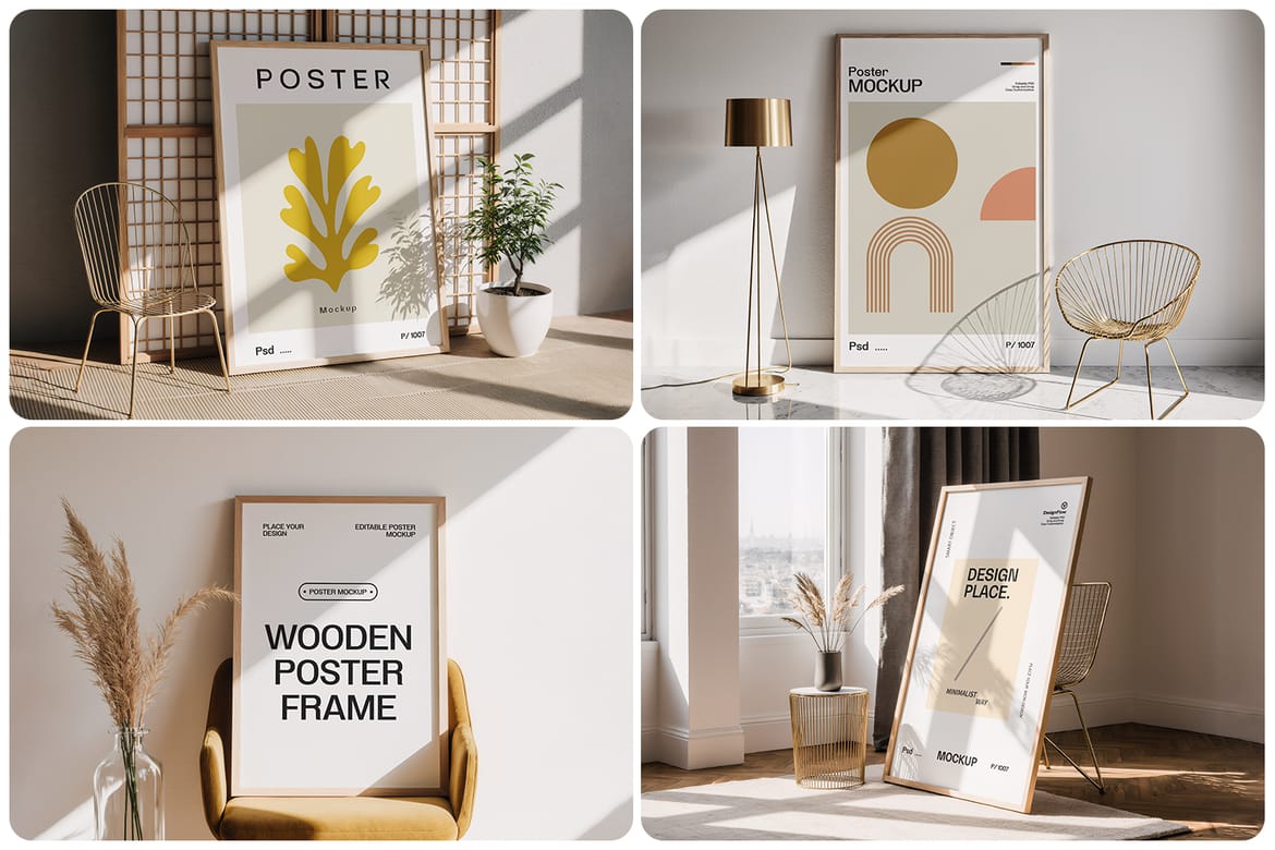 Wooden Poster Frame Mockup