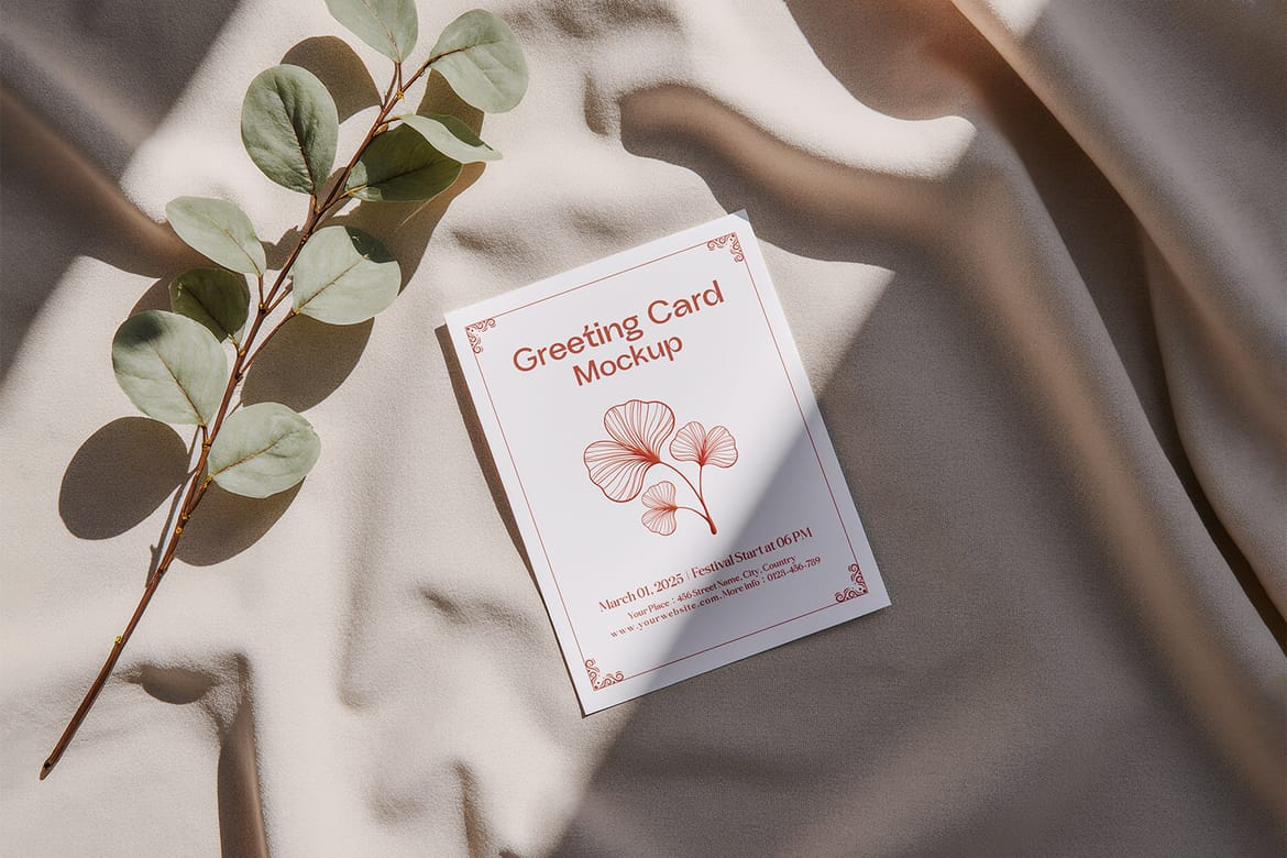Greeting Card Mockup Scene