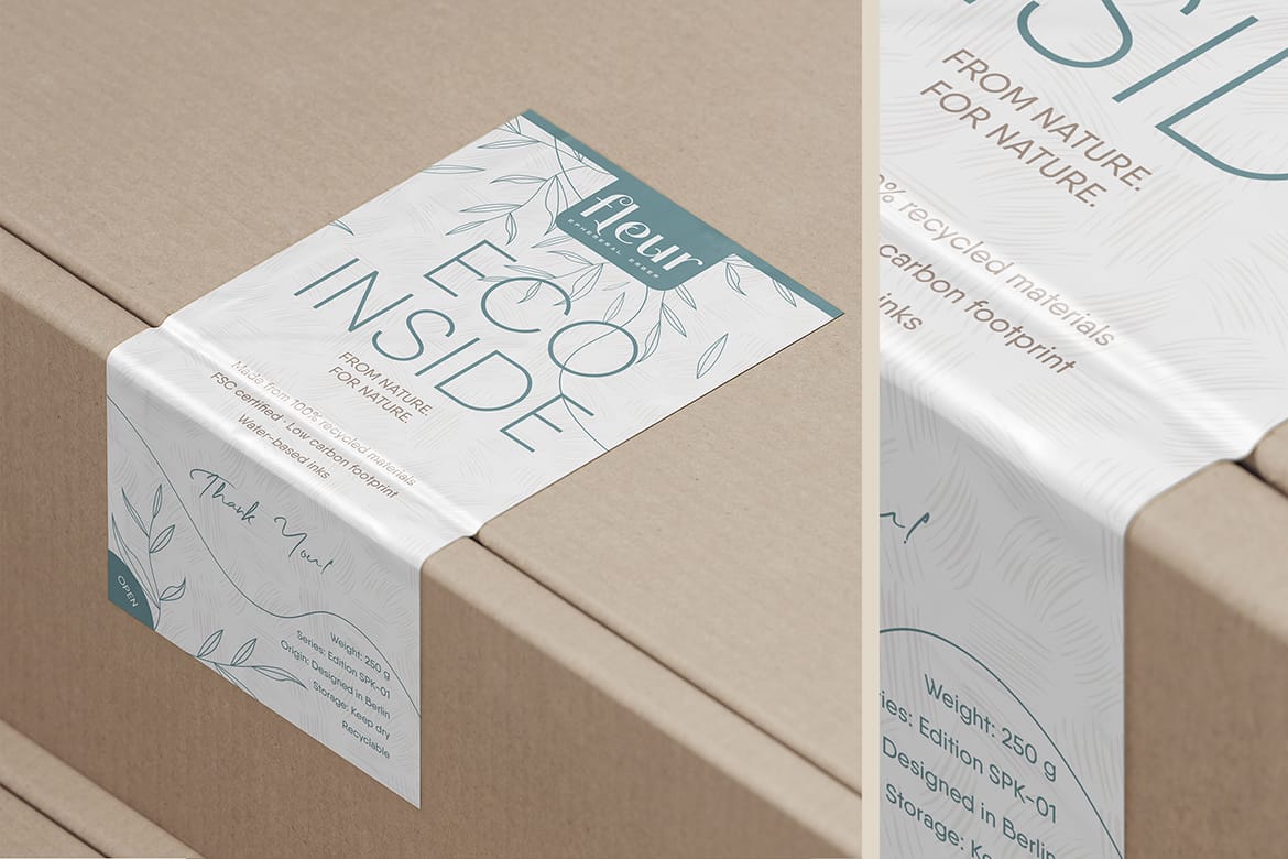 Corner Box Sticker Mockup