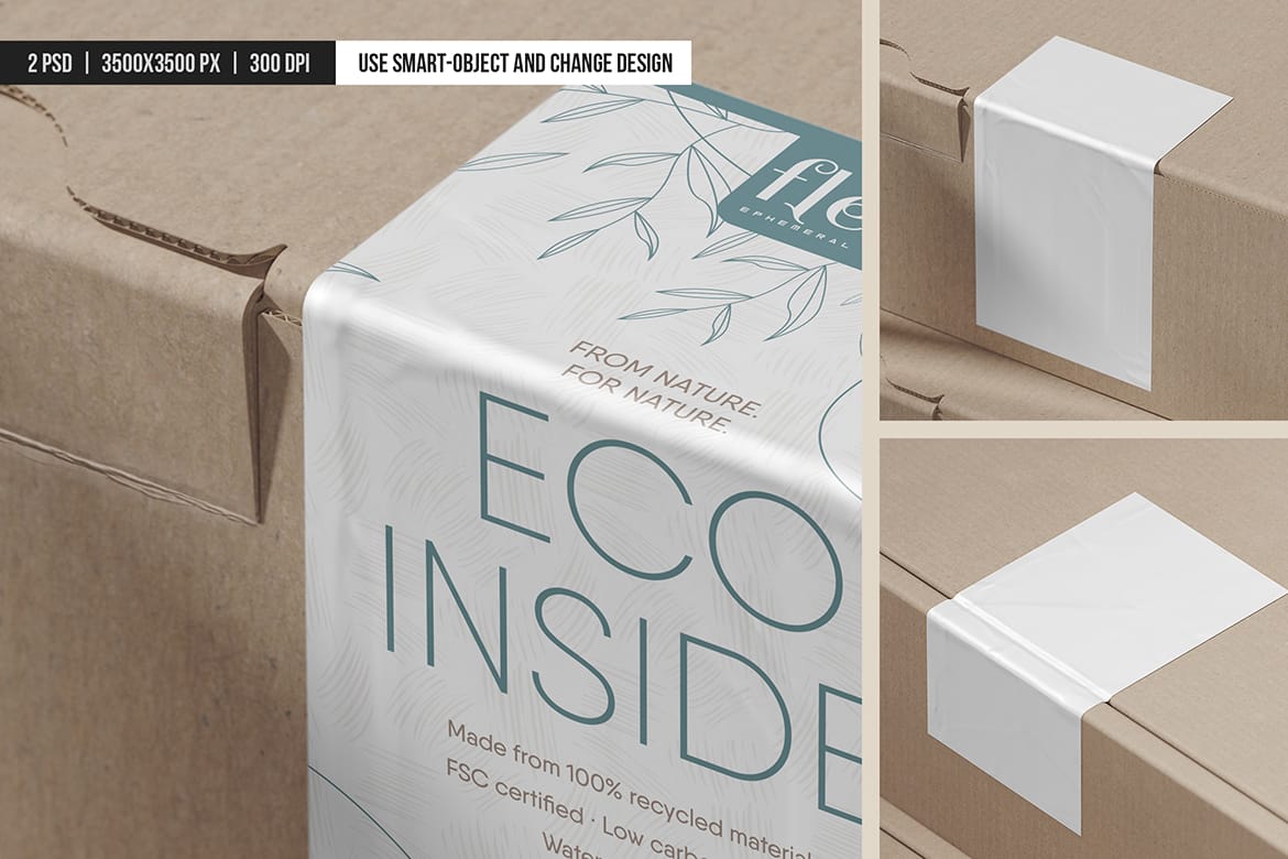 Corner Box Sticker Mockup