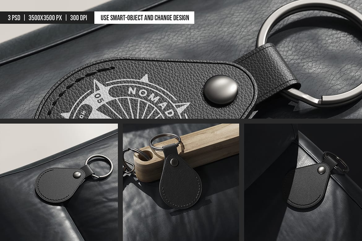 Leather Key Holder with Ring Mockup