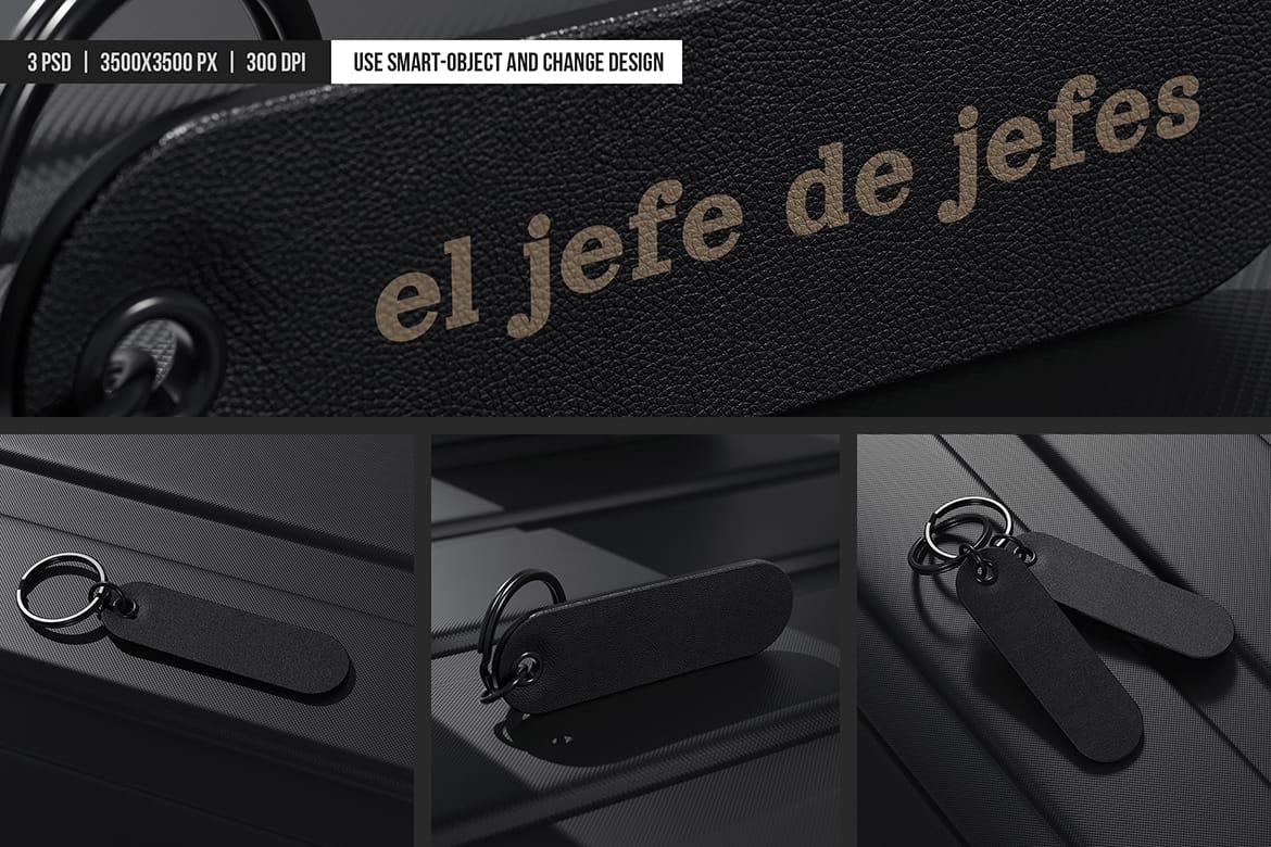 Leather Keychain Tag Mockup