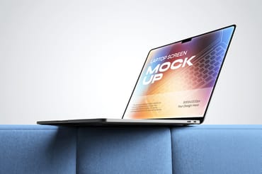 Laptop on Sofa Mockup