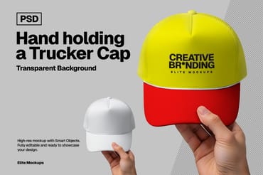 Hand Holding a Baseball Cap Mockup