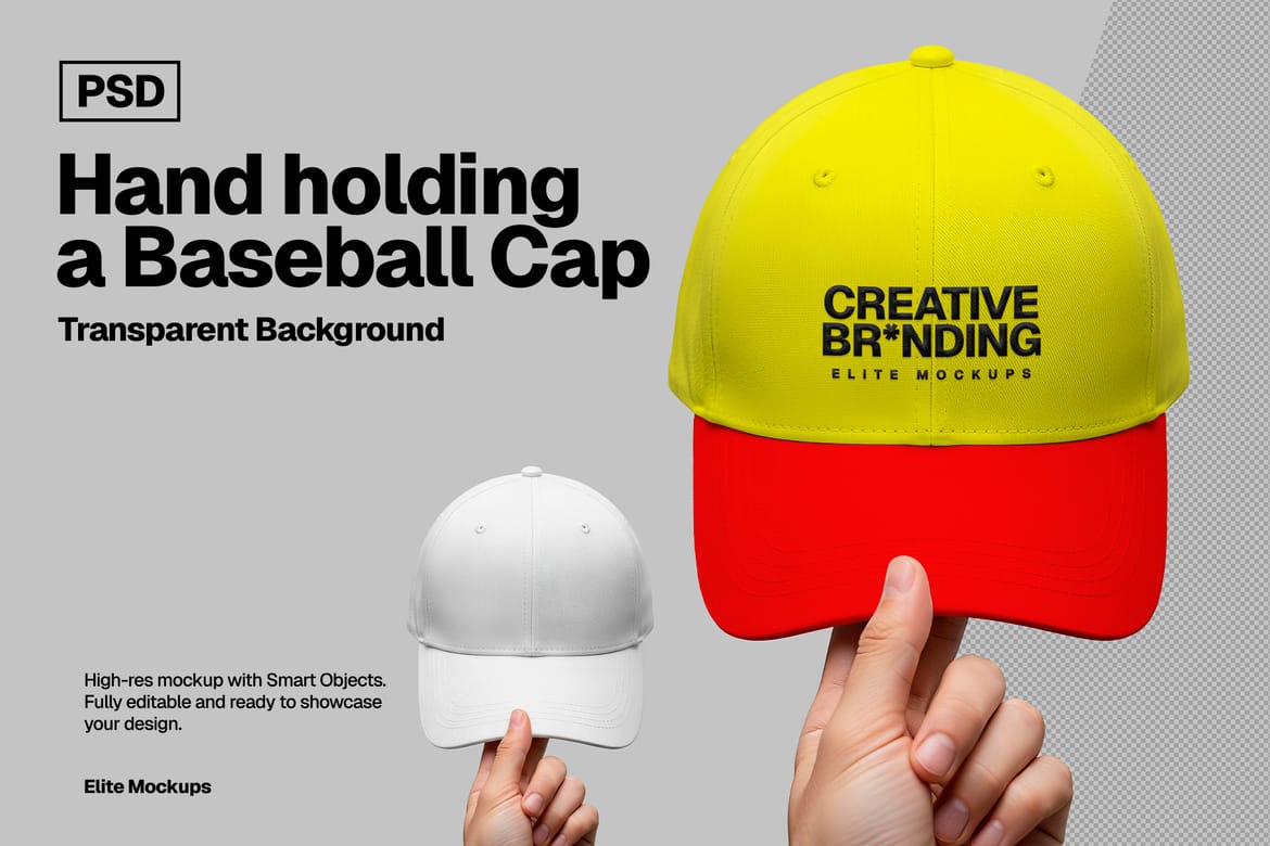 Hand Holding a Baseball Cap Mockup