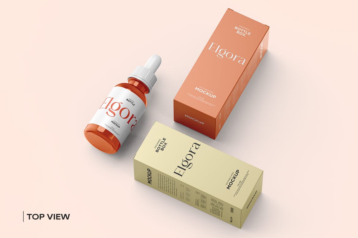 Cosmetic Dropper Bottle with Box Mockup