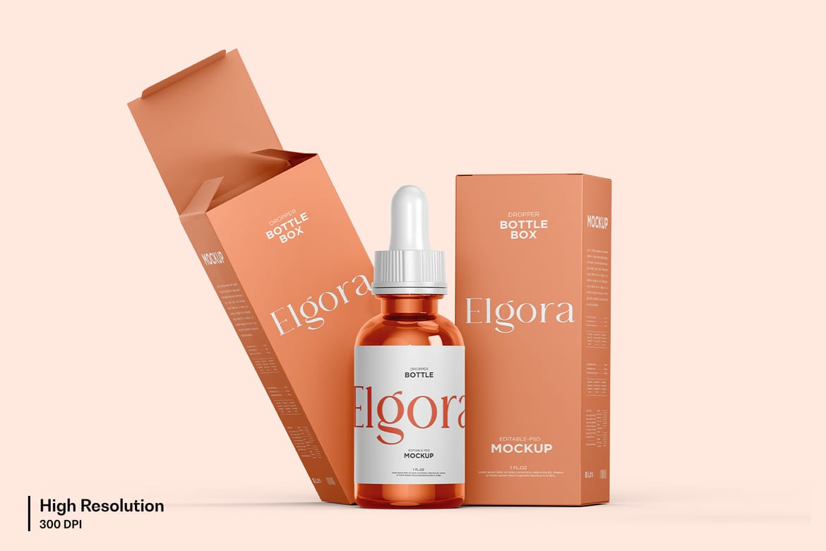 Cosmetic Dropper Bottle with Box Mockup