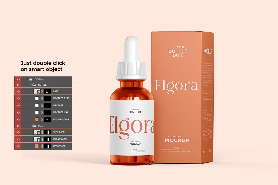 Cosmetic Dropper Bottle with Box Mockup