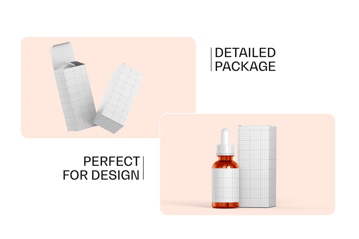 Cosmetic Dropper Bottle with Box Mockup