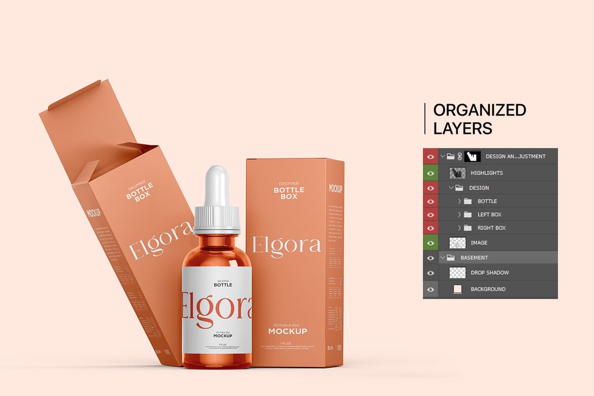 Cosmetic Dropper Bottle with Box Mockup