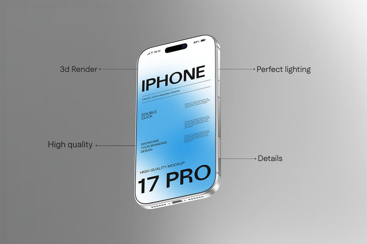 iPhone 17 Pro Mockup On Gradient Background
