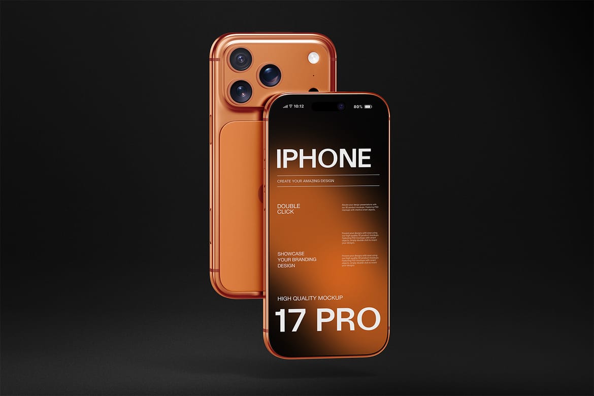 iPhone 17 Pro Mockup On Gradient Background