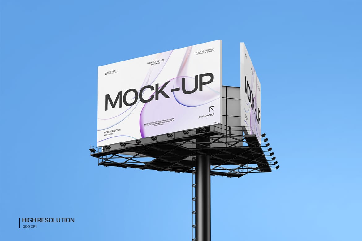 Realistic Highway Billboard Mockup