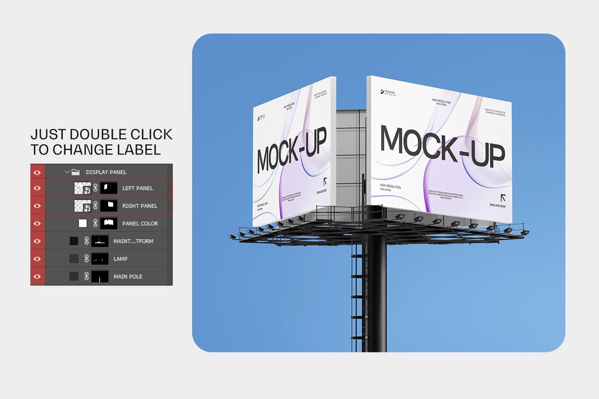 Realistic Highway Billboard Mockup