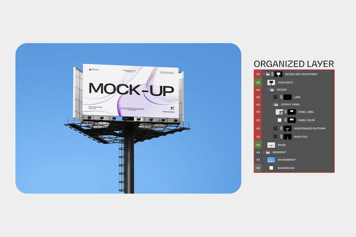 Realistic Highway Billboard Mockup
