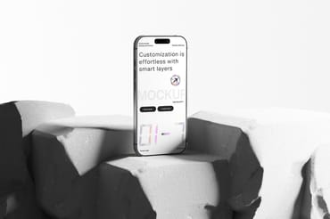 Minimal Smartphone Mockup Stone Display