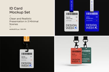 ID Card Mockup Set – Minimal and Realistic Scenes