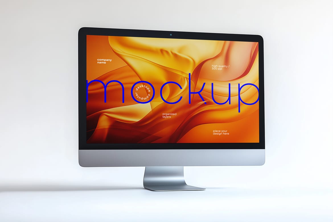 Desktop Computer Mockup – Realistic iMac-Style Display for UI, Web & Branding Presentations