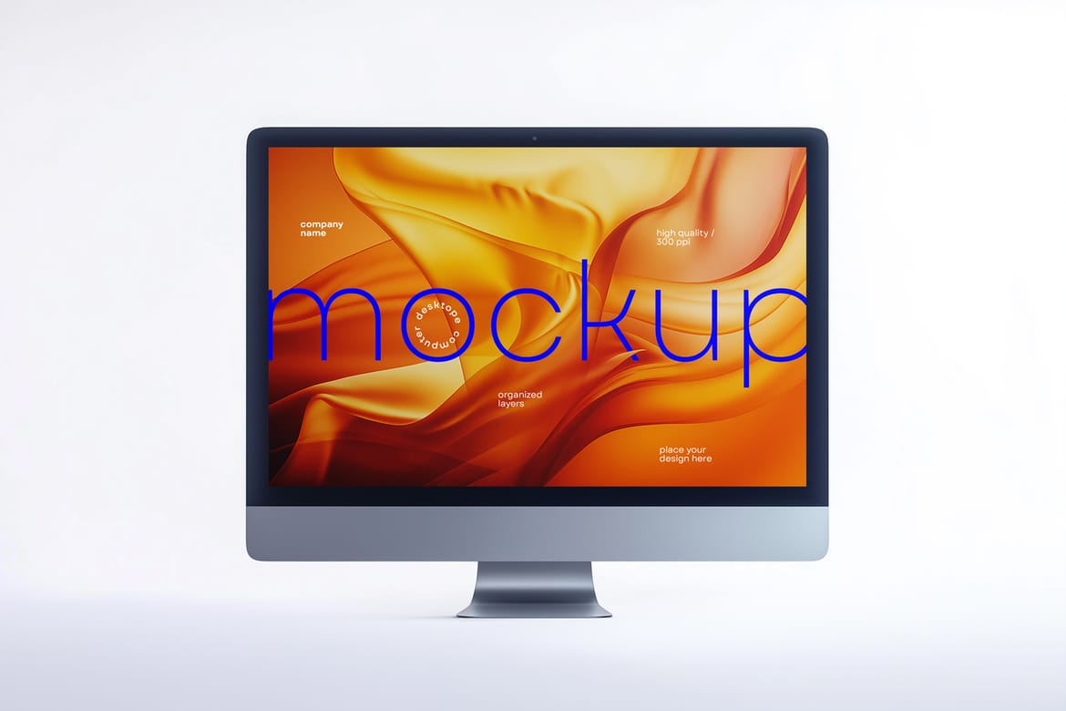 Desktop Computer Mockup – Realistic iMac-Style Display for UI, Web & Branding Presentations