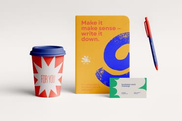 Branding Stationery Mockup – Notebook, Coffee Cup, Pen & Business Card