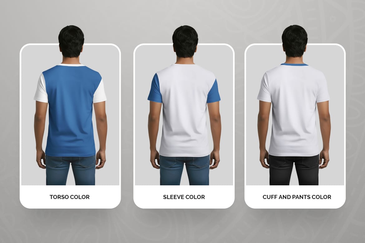  5 T-Shirt Mockups on Indian Man. Vol.01. Generated AI