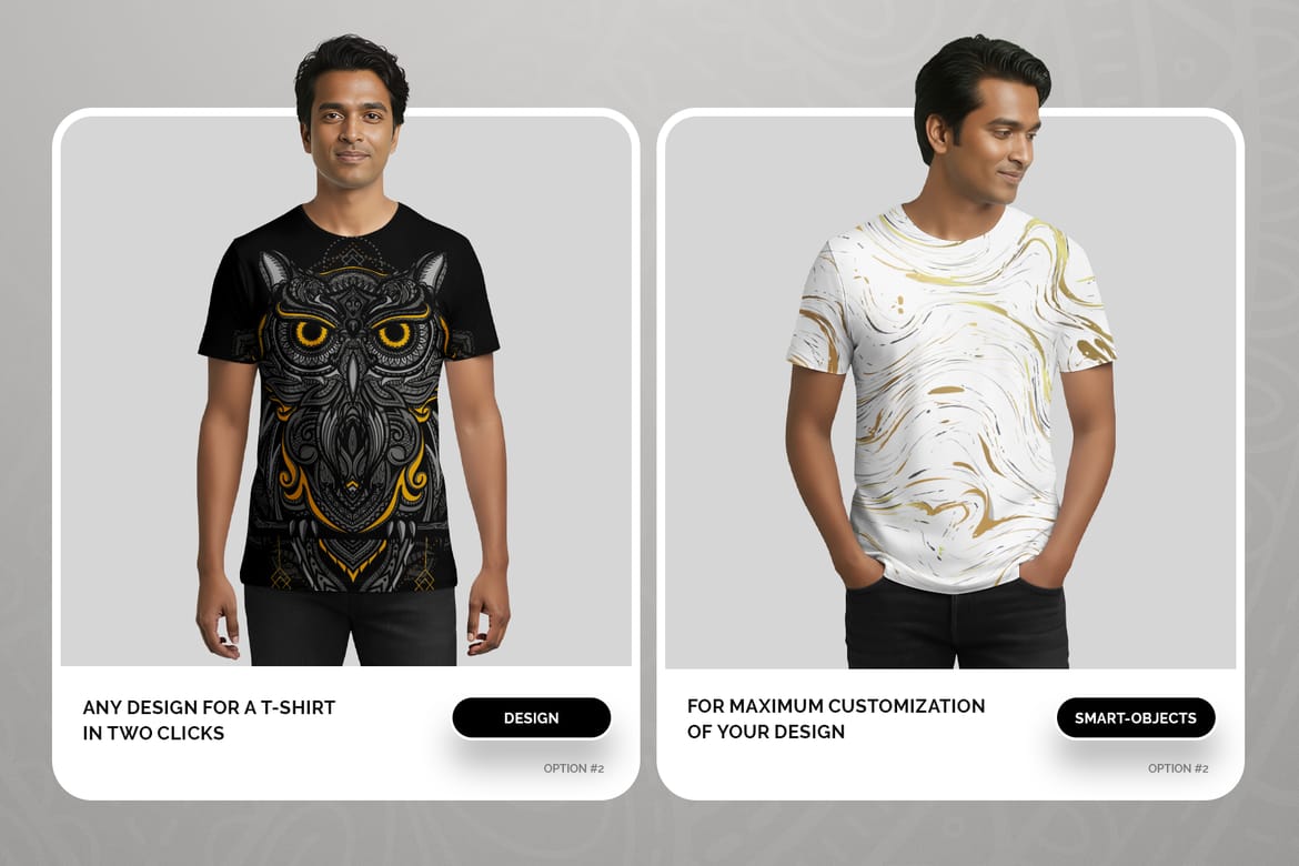  5 T-Shirt Mockups on Indian Man. Vol.01. Generated AI