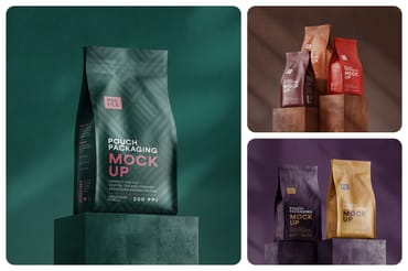 Matte Flat Bottom Pouch Packaging Mockup Set