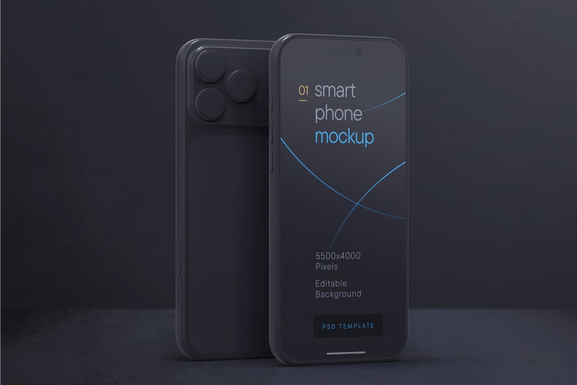 Dark Clay iPhone 17 Pro Mockup Set