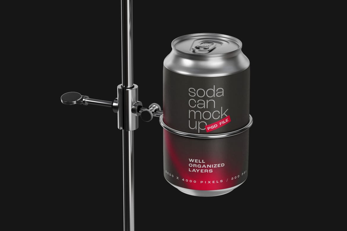Soda Can Hanging Mockup Set 
