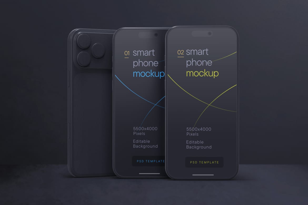 Dark Clay iPhone 17 Pro Mockup Set