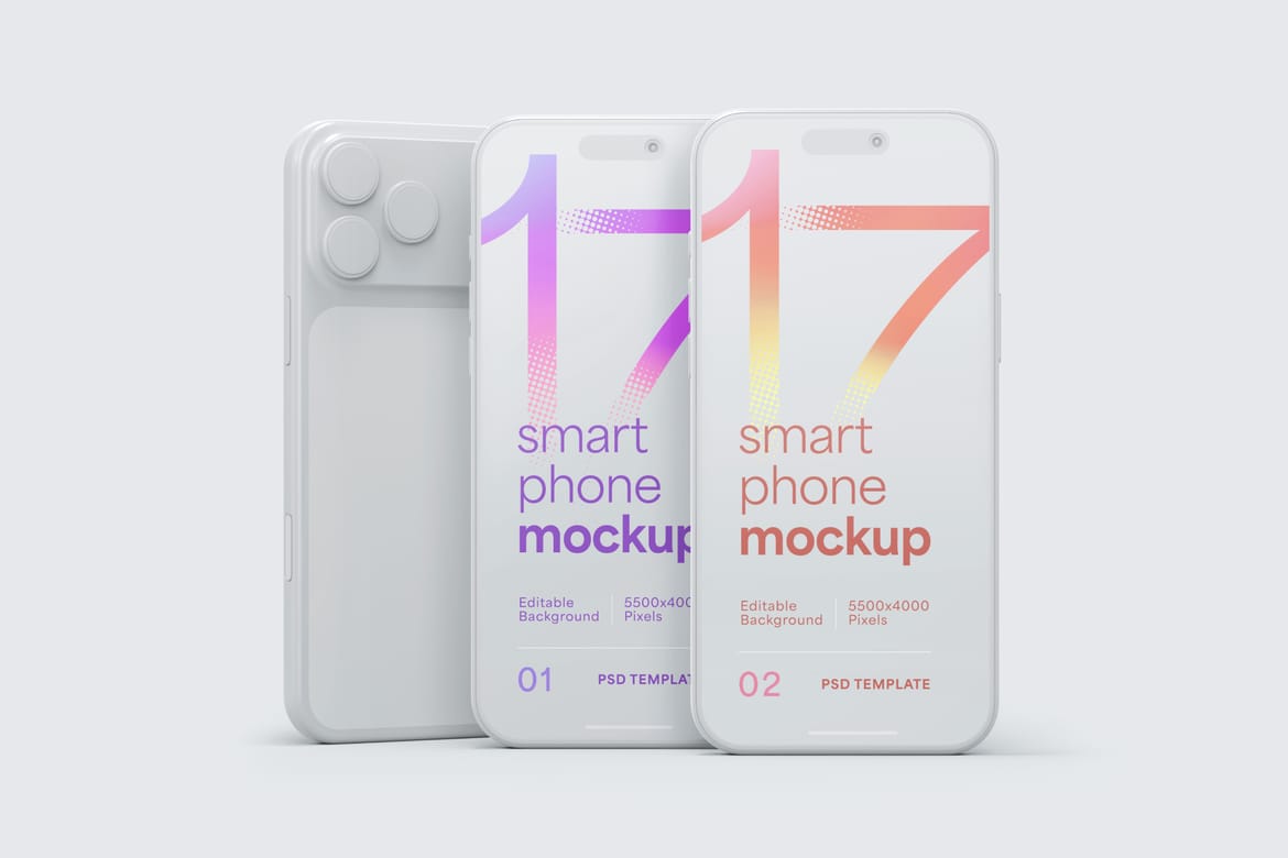 Clay iPhone 17 Pro Mockup Set