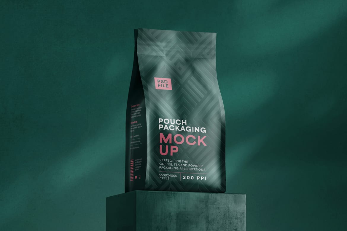 Matte Flat Bottom Pouch Packaging Mockup Set