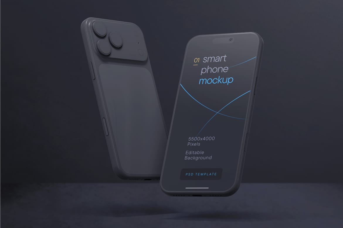 Dark Clay iPhone 17 Pro Mockup Set