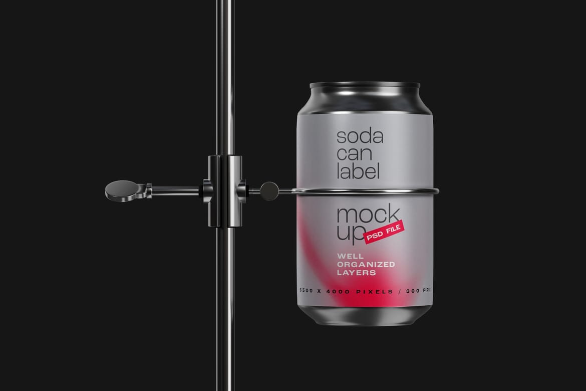 Soda Can Hanging Mockup Set 