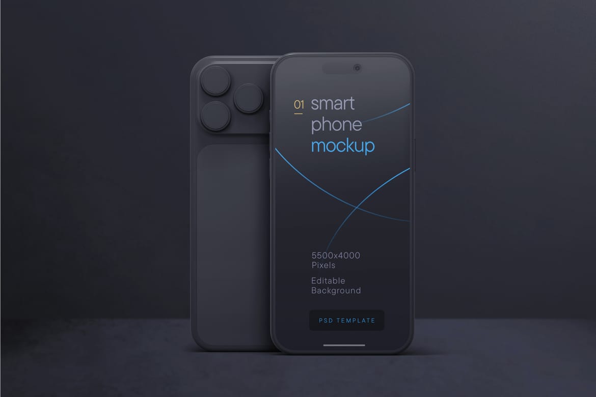 Dark Clay iPhone 17 Pro Mockup Set