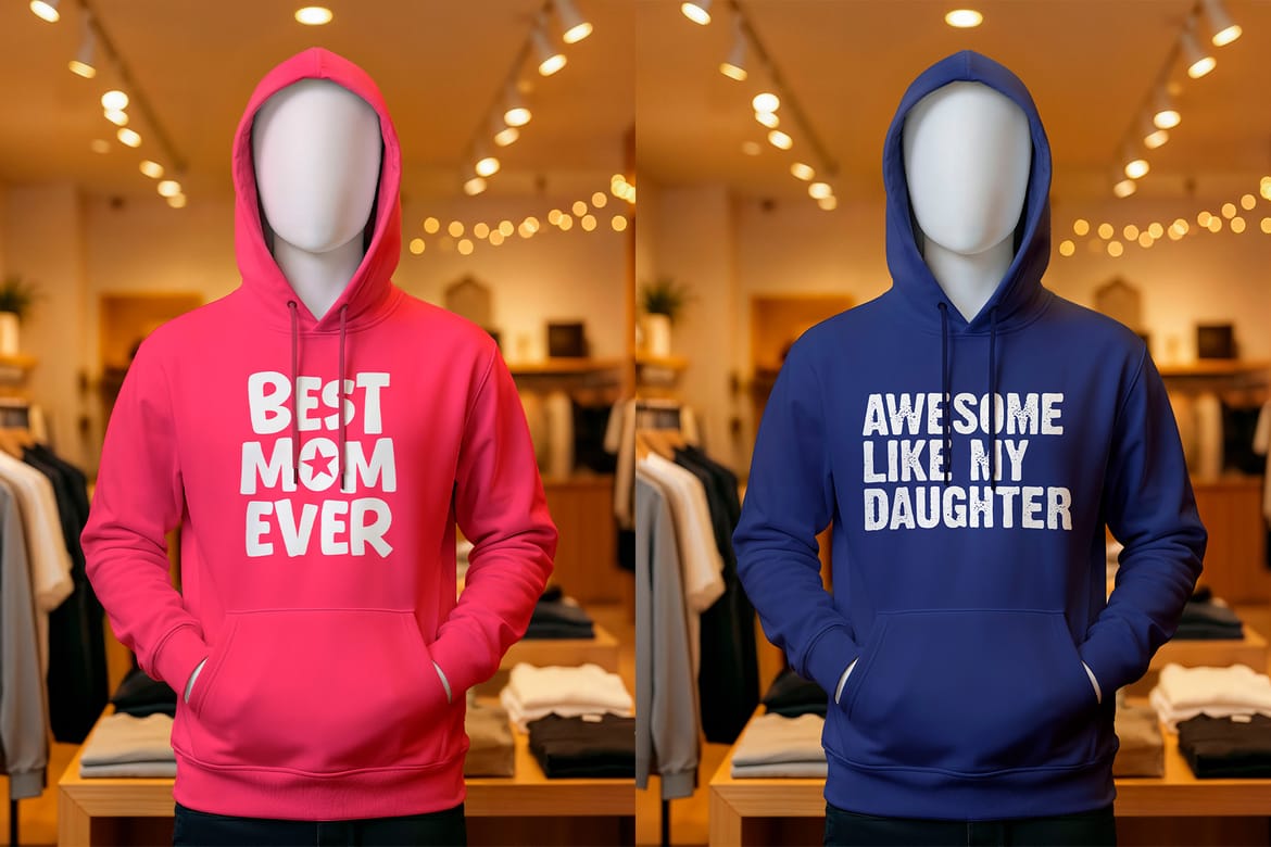 Ultra-Realistic Hoodie Mockup in Modern Clothing Store