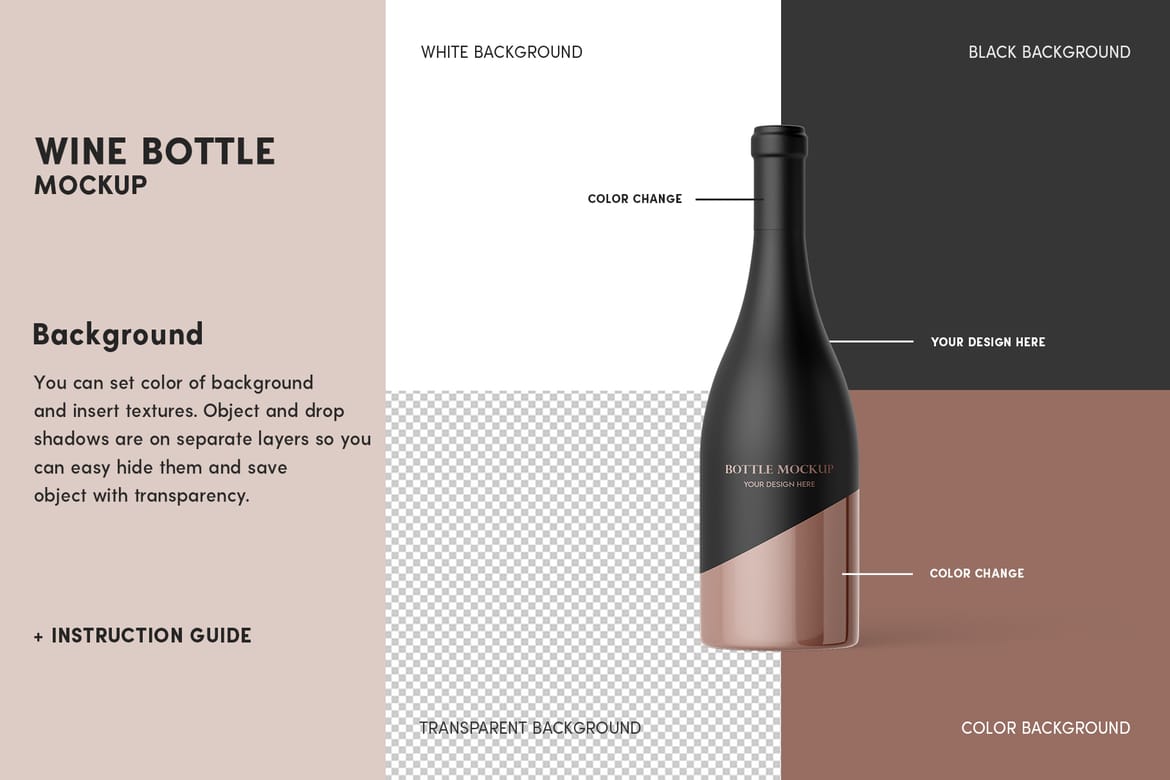 Wine Bottle Mockup Set