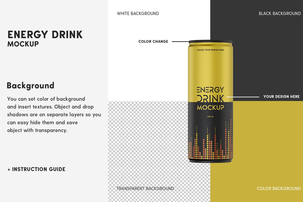 Energy Drink Mockup Set