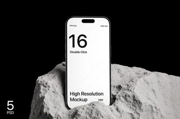 iPhone 16 Pro Max Mockup on Rock