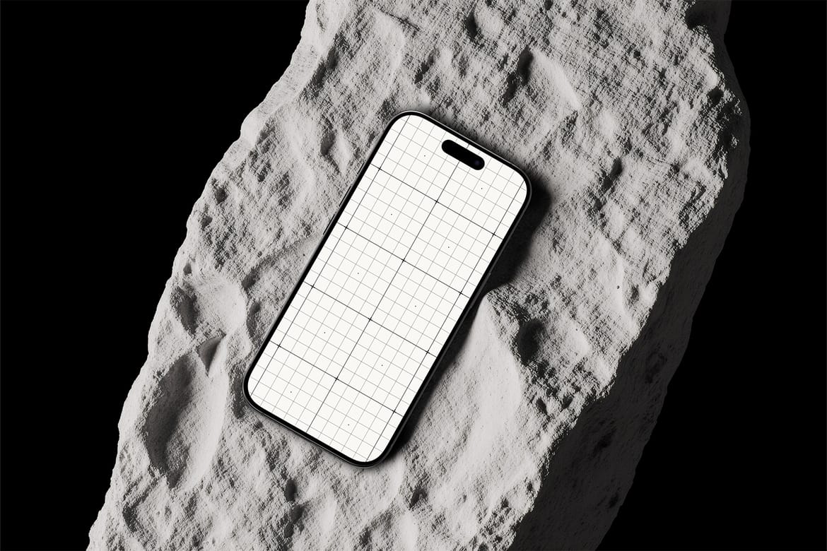 iPhone 16 Pro Max Mockup on Rock