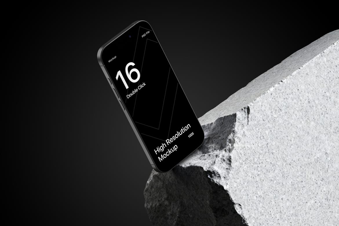 iPhone 16 Pro Max Mockup on Rock