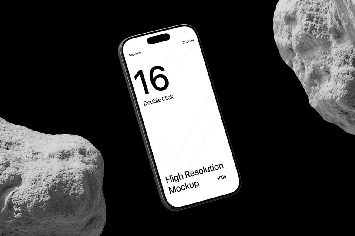 iPhone 16 Pro Max Mockup on Rock