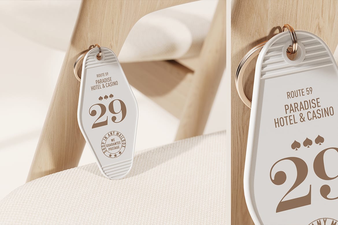Retro Keychain Branding Mockup
