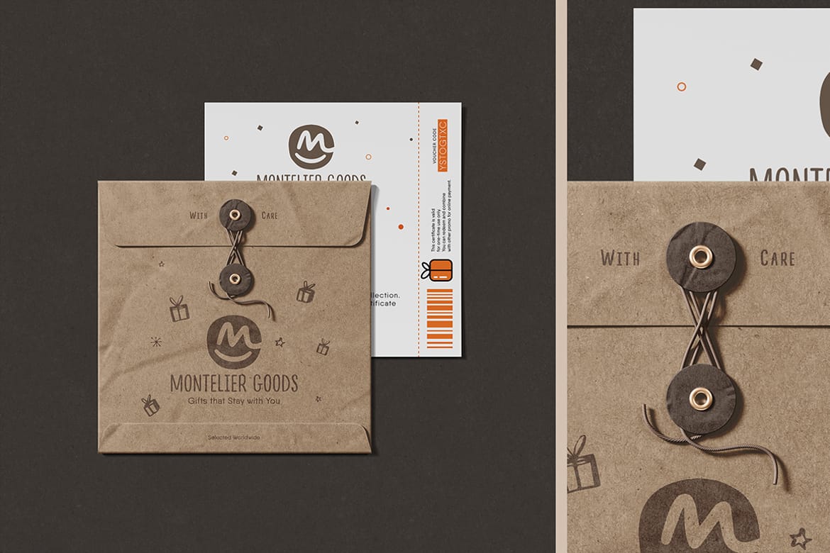 Square Kraft String-Tie Envelope Mockup